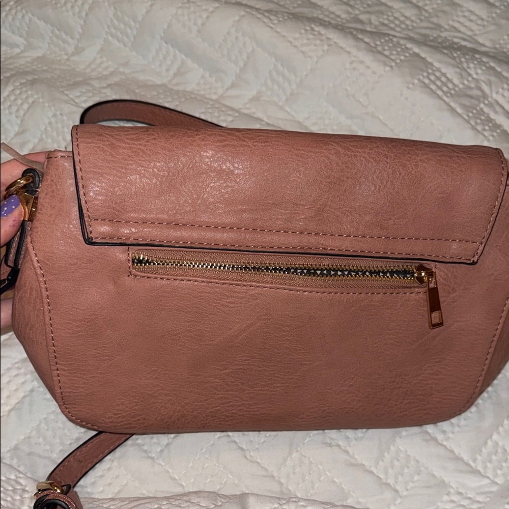 Madison West Dusty Rose Leather Crossbody with Tassel - Picture 7 of 9